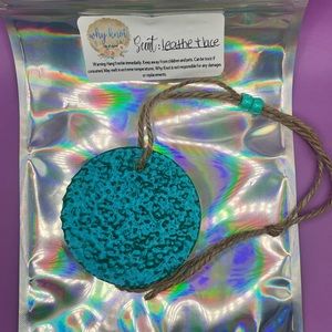 3” round leather and lace scented car candle